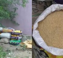 முட்புதரில், பதுக்கி வைக்கப்பட்ட ரேஷன் அரிசி 