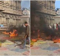 தென்காசி காசி விஸ்வநாதர் கோயில் கோபுரவாசல் முன்பு தீ வைத்த இளைஞரிடம் போலீஸ் விசாரணை