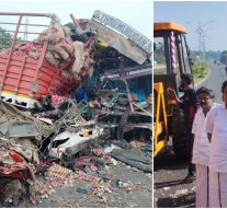 பர்கூர் அருகே 2 லாரிகள் மோதி பயங்கர விபத்து: 4 பேர் உயிரிழப்பு
